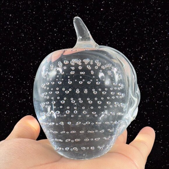 Vintage Gibson Clear Heavy Apple Fruit Figurine With Bullicante Small Bubbles - Picture 11 of 12